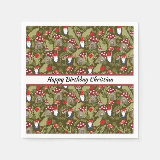 愛らしい格言とキノコパーソナライズされた紙 スタンダードカクテルナプキン (正面)