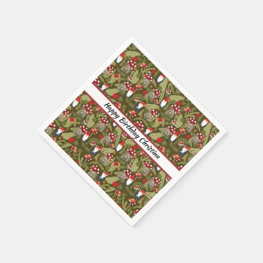 愛らしい格言とキノコパーソナライズされた紙 スタンダードカクテルナプキン (角)