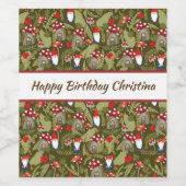 愛らしい格言とマッシュルームパーソナライズされた ワインラベル (シングルラベル)