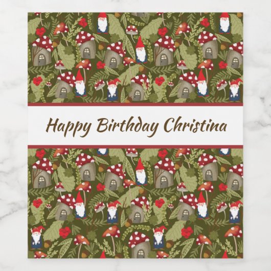 愛らしい格言とマッシュルームパーソナライズされた ワインラベル (シングルラベル)