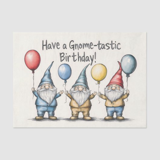 愛らしい格言誕生日イラストレーションとバルーン 薄葉紙 (正面)