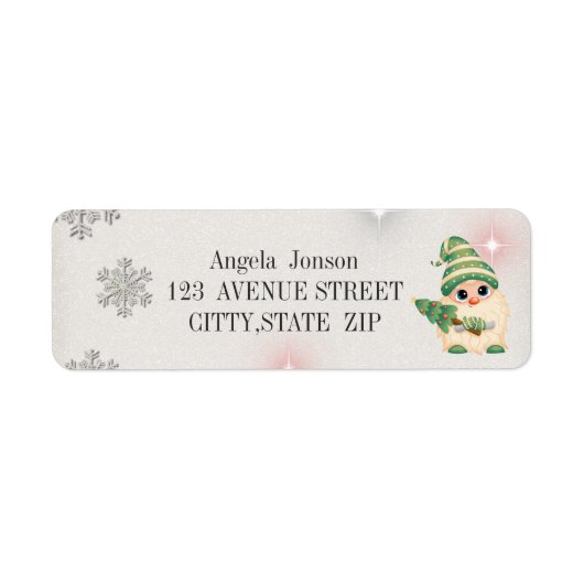 愛らしい格言、雪片、グリッター ラベル (正面)