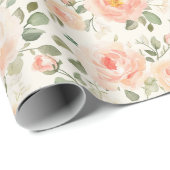愛らしい桃の花のブライダルシャワー ラッピングペーパー (ロールコーナー)