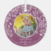 愛らしい梅クリスマスフォトキープサケ ガラスオーナメント (正面)