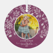 愛らしい梅クリスマスフォトキープサケ ガラスオーナメント (裏面)