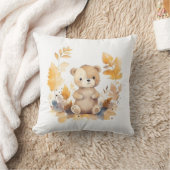 愛らしい森の友人：ベビーの熊葉の クッション (ブランケット)