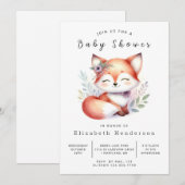愛らしい森の物語キツネベビーシャワー 招待状 (正面/裏面)