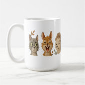 愛らしい森の顔 – かわいい刺繍風の動物 コーヒーマグカップ (左)
