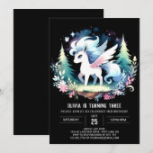 愛らしい森の馬誕生日 招待状 (正面/裏面)