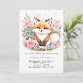 愛らしい森キツネアドベンチャーガールベビーシャワー 招待状 (スタンド正面)
