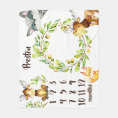 愛らしい森林動物のベビーのマイル標石毛布 フリースブランケット (正面)