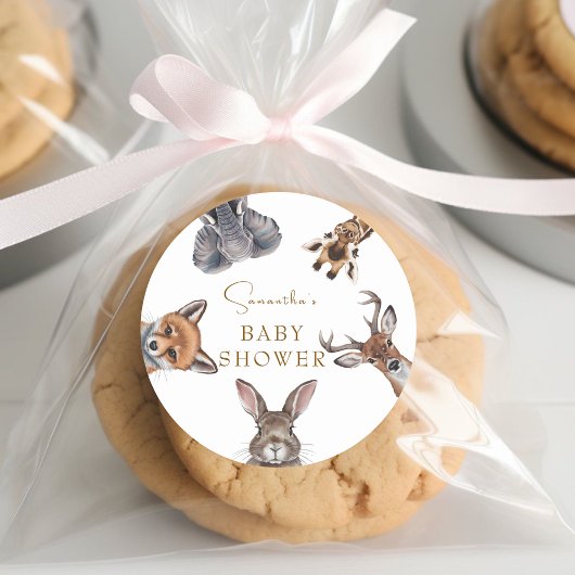 愛らしい森林動物の赤ちゃんシャワーの好意 ラウンドシール