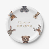 愛らしい森林動物の赤ちゃんシャワー ペーパープレート (正面)