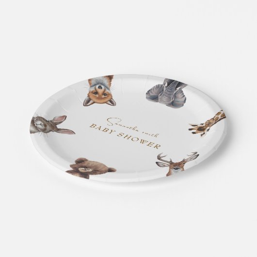 愛らしい森林動物の赤ちゃんシャワー ペーパープレート (アングル)