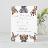 愛らしい森林動物の赤ちゃんシャワー 招待状 (スタンド正面)