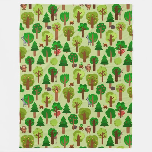 愛らしい森林動物フリースブランケット フリースブランケット (正面)