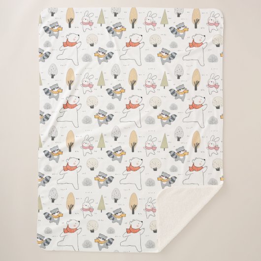 愛らしい森林動物 シェルパブランケット (正面)