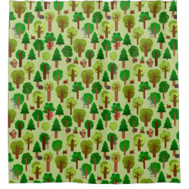 愛らしい森林動物 シャワーカーテン