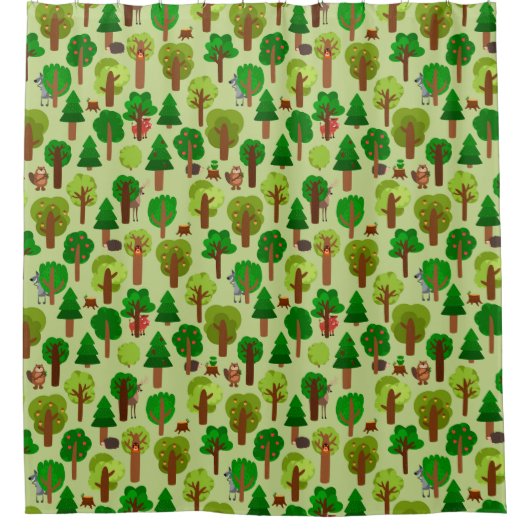 愛らしい森林動物 シャワーカーテン (正面)