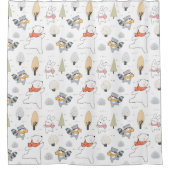 愛らしい森林動物 シャワーカーテン (正面)