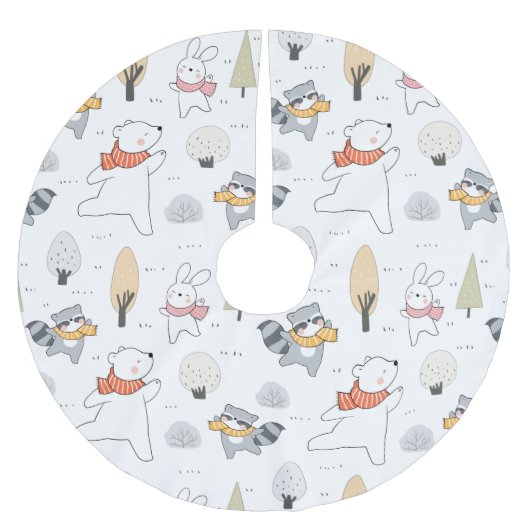 愛らしい森林動物 ブラッシュドポリエステルツリースカート (正面)