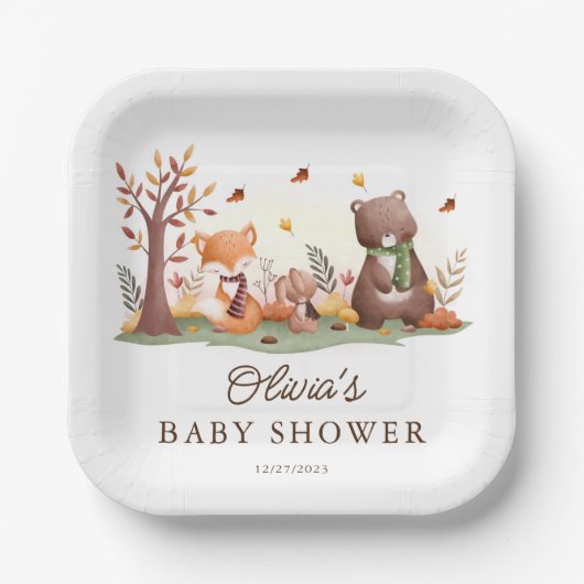 愛らしい森林動物 ペーパープレート (正面)