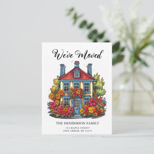 愛らしい植民地時代の故郷の動きの発表 ポストカード (スタンド正面)