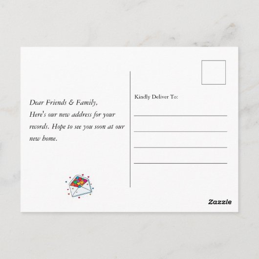 愛らしい植民地時代の故郷の動きの発表 ポストカード (裏面)