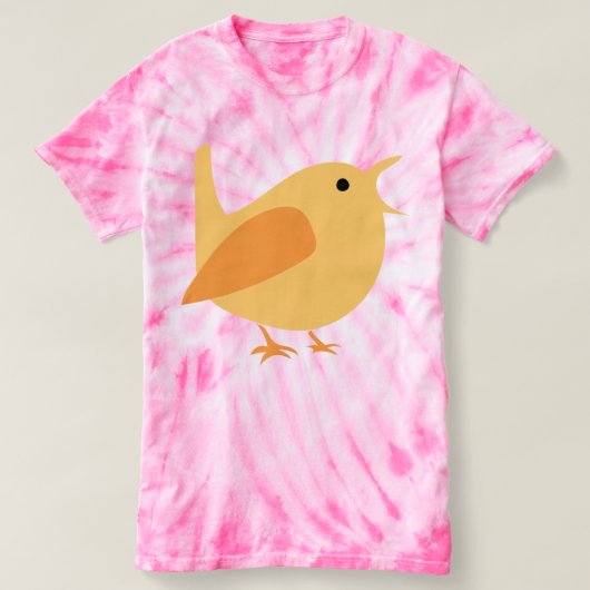 愛らしい歌う鳥の絞り染めのTシャツ Tシャツ (デザイン正面)