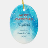 愛らしい歌を歌うクリスマスの子猫の孫 セラミックオーナメント (裏面)