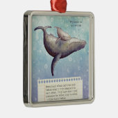 愛らしい母およびベビーのクジラ。 新生児カード メタルオーナメント (右)