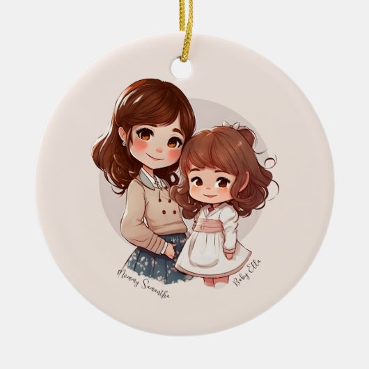 愛らしい母と娘の絆(4) セラミックオーナメント (正面)