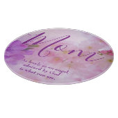 愛らしい母の紫とピンクの花 カッティングボード (角)