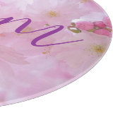 愛らしい母の紫とピンクの花 カッティングボード (角)