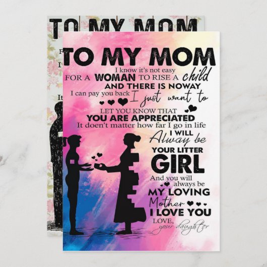 愛らしい母への手紙 |母への素敵な贈り物 シーズンカード (正面/裏面)