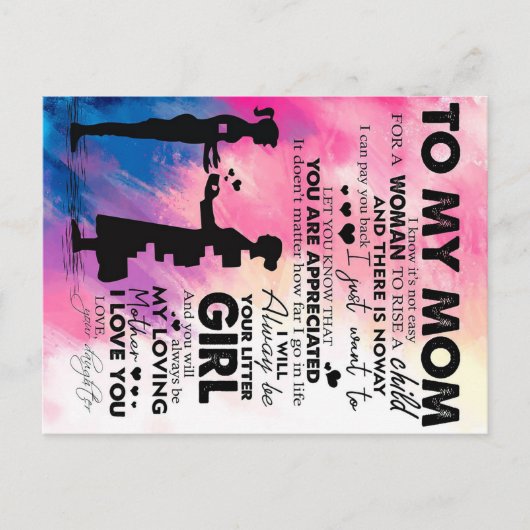 愛らしい母への手紙 |母への素敵な贈り物 案内ポストカード (正面)