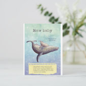 愛らしい母親とベビークジラ。新生児カード。 案内ポストカード (スタンド正面)