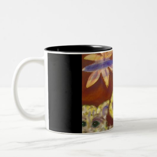 愛らしい毛皮で覆われた猫のコーヒー・マグ ツートーンマグカップ (左)