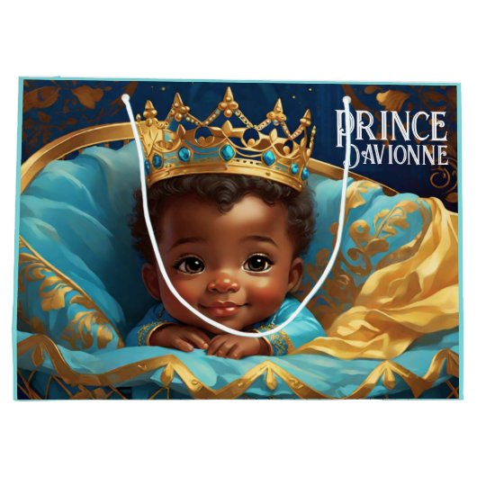 愛らしい民族乳児プリンス王室のベビーシャワー ラージペーパーバッグ (裏面)