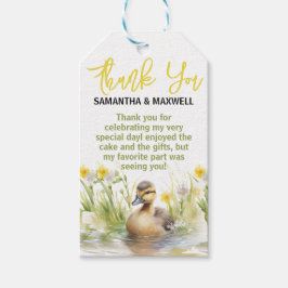 愛らしい水の色のアヒル男の赤ちゃんシャワー ギフトタグ