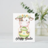 愛らしい水の色の復活祭の牛 ポストカード (スタンド正面)