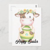 愛らしい水の色の復活祭の牛 ポストカード (正面/裏面)