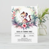 愛らしい水の色の虎誕生日 招待状 (スタンド正面)