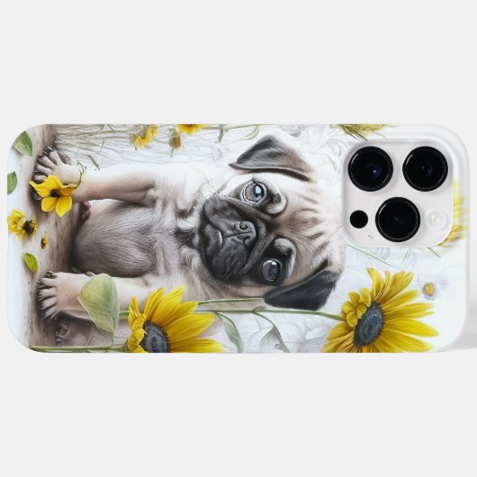 愛らしい水の色の黒タンpug子犬 Case-Mate iPhoneケース (裏面 (横))
