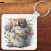 愛らしい水の色エキゾチックなショートヘアの子猫 キーホルダー (裏面)