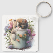 愛らしい水の色エキゾチックなショートヘアの子猫 キーホルダー (裏面)