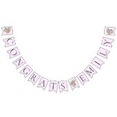 愛らしい水の色コアラピンクベビーおめでとう バンティングフラッグ (全)