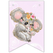 愛らしい水の色コアラピンクベビーおめでとう バンティングフラッグ (第1の旗)