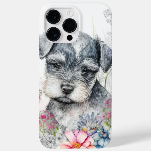 愛らしい水の色シュナウツァー子犬 Case-Mate iPhoneケース (裏面)