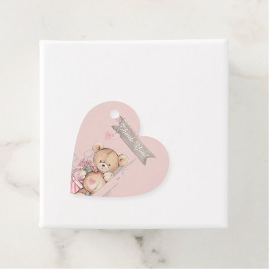 愛らしい水の色テディベア赤ちゃんシャワー フェイバータグ (インサイチュ)